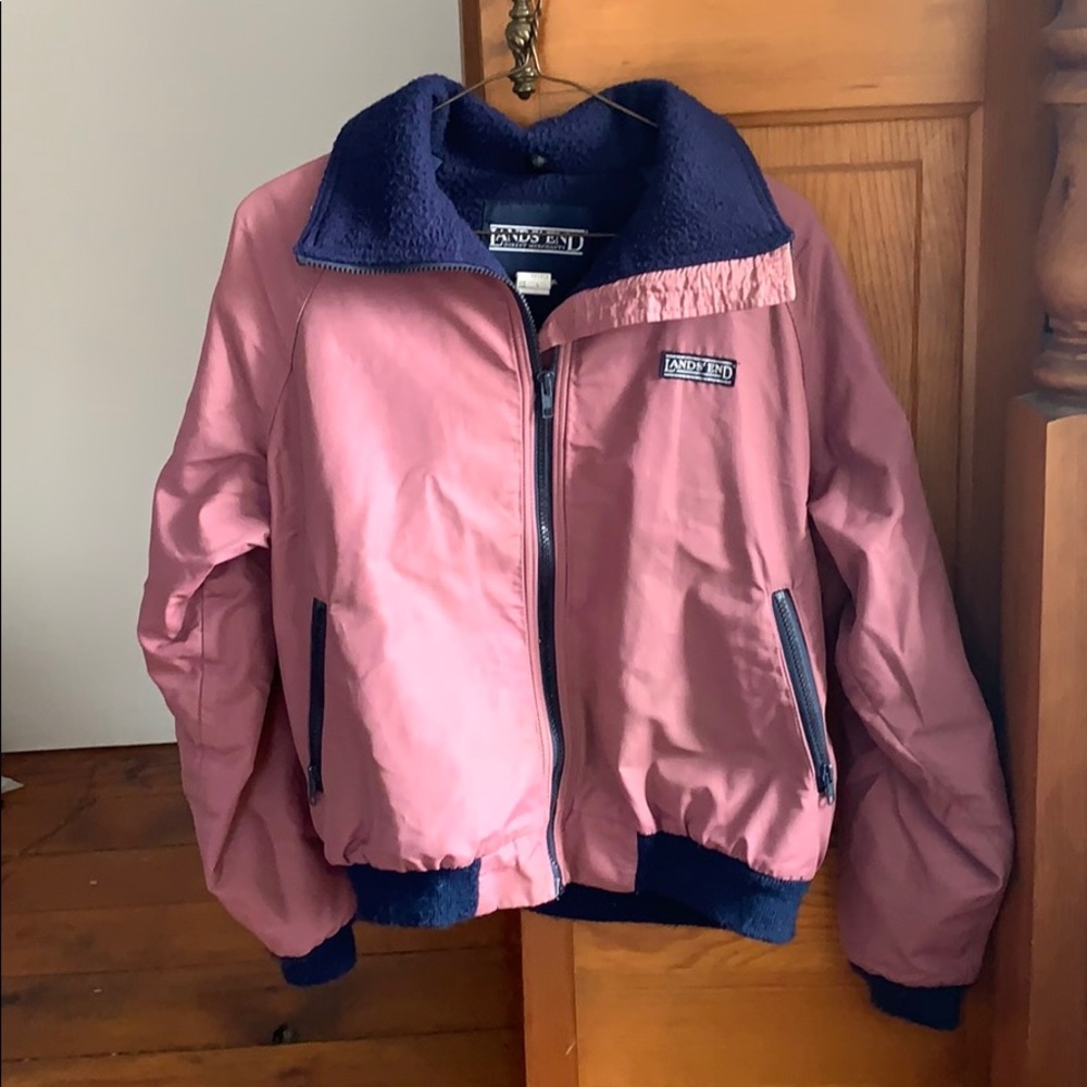 Vintage mauve Lands End bomber style jacket sz L